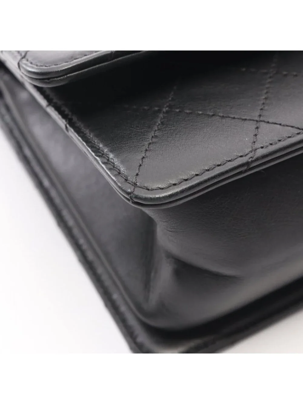 Chanel Shoulder Bag Quilted 2-Way Black Leather Chain